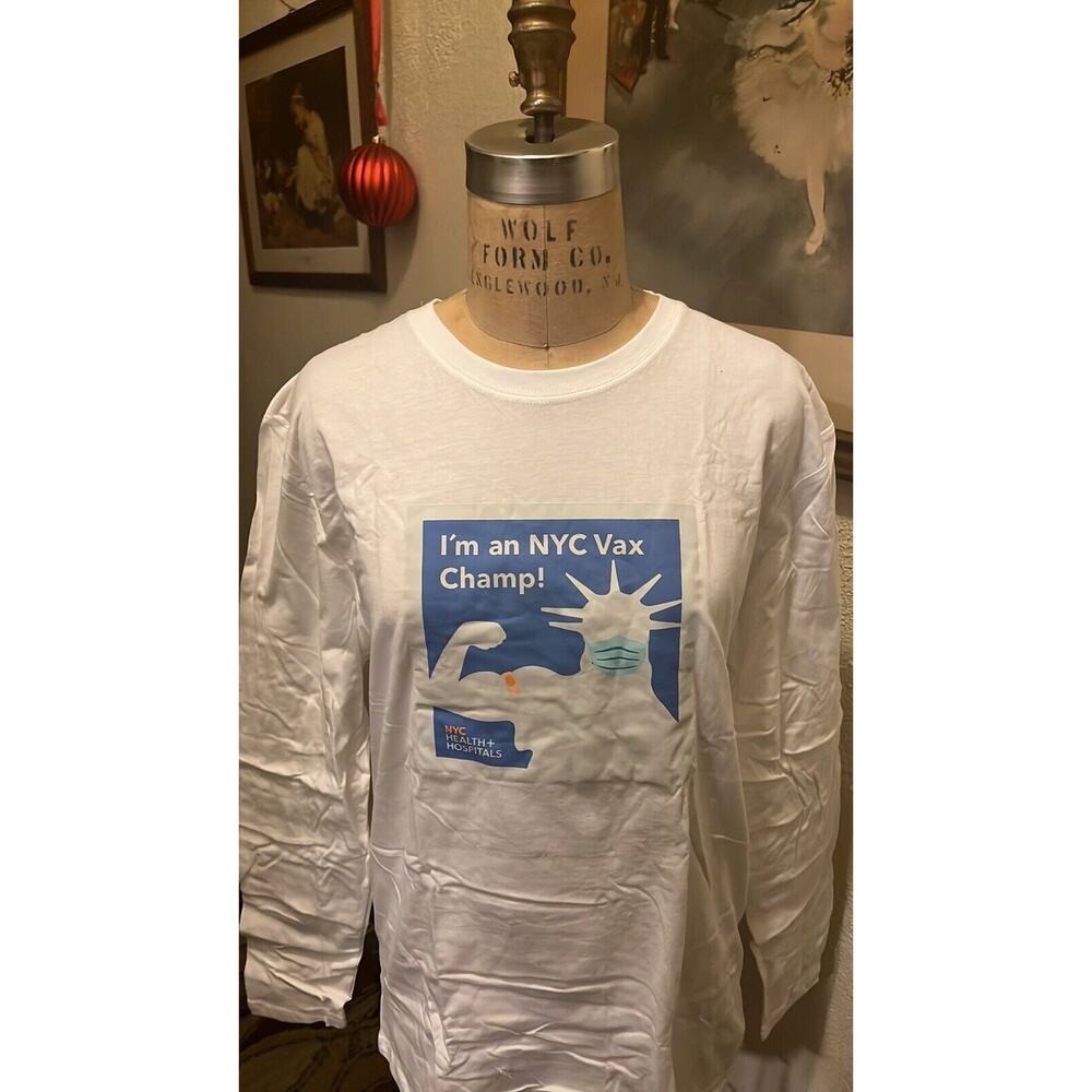 New York City Statue of Liberty Unisex I'm a Vax Champ T-Shirt White OneSize New - Picture 3 of 10